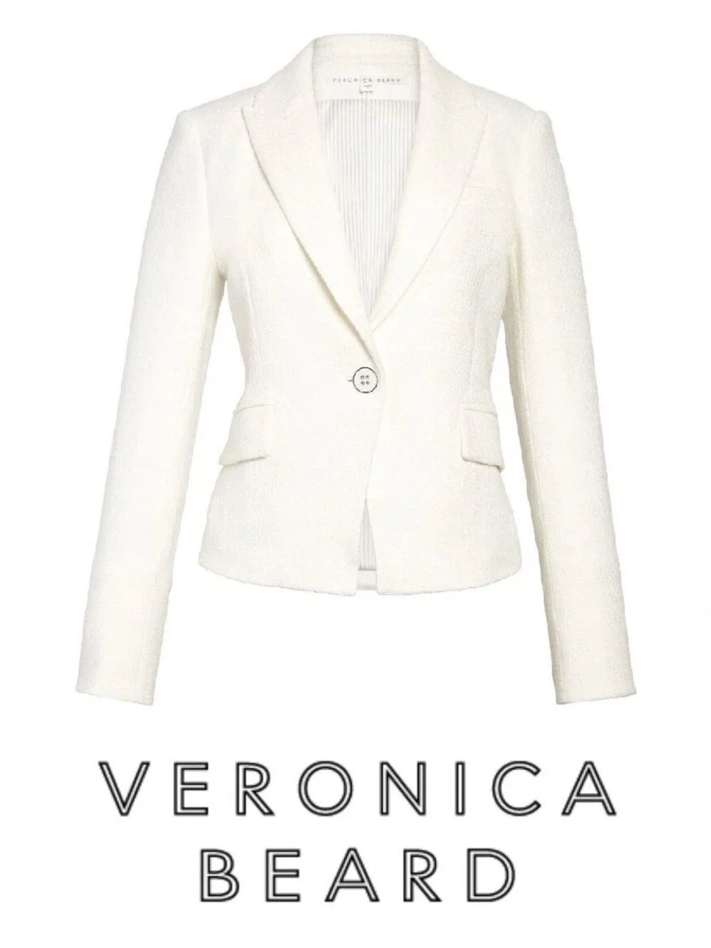 NWT VERONICA BEARD WOODLEY Tweed White Blazer Old Money Dickey Compatible Sz 10